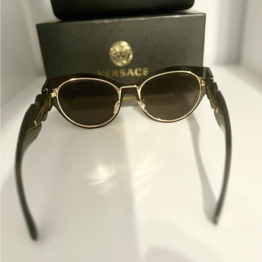 New Versace Black and Gold Sunglasses